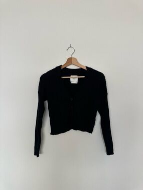 Abercrombie & Fitch Black Cropped Rib-Knit Cardigan Size S